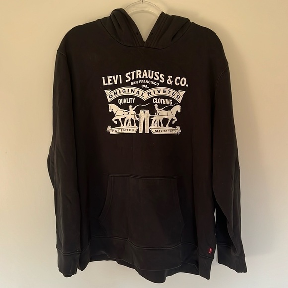 Levi's Logo Hoodie Black Mens Size XLarge - Picture 1 of 6